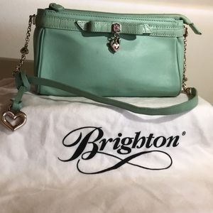 Brighton Purse, mint green with classic heart trim with storage bag